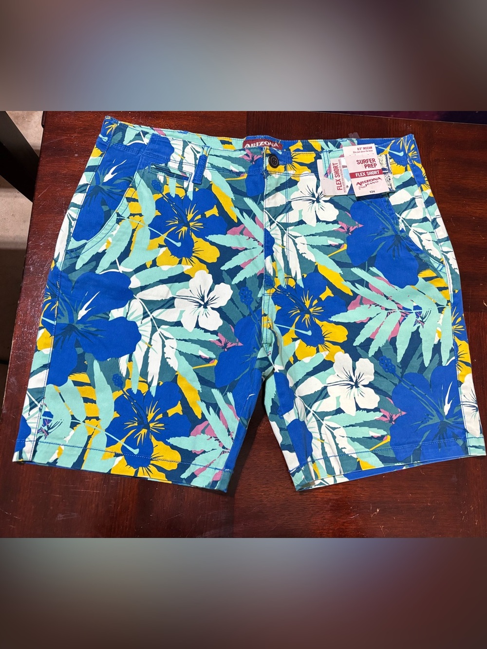Arizona Jean Company Blue Multi Floral Surfer Prep Flex Shorts